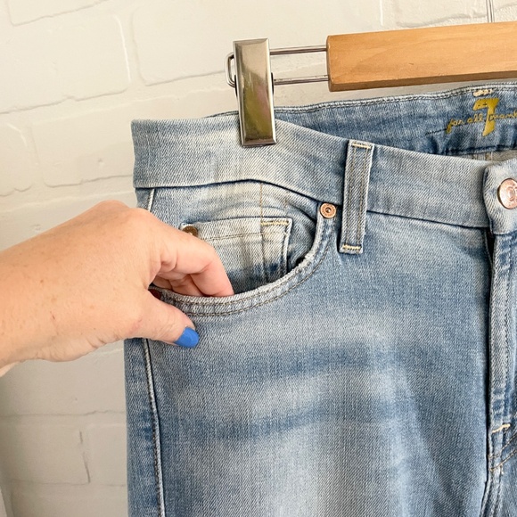7 for all mankind Kimmie Crop Ankle Denim jeans Light wash Mid rise Sz 30 - Picture 8 of 16